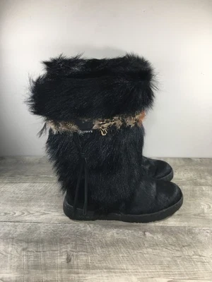 Bearpaw Kola II Sheepskin Black Goat Fur Women’s Winter Snow Lined Boots Size 10 - Image 1 of 4
