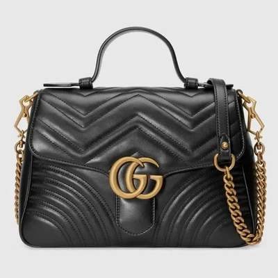 Gucci GG Marmont Medium Top Handle Bag Black Emboss with Initials * RARE * NEW - Image 1 of 4