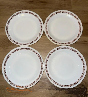 Platos de colección Fire King Anchor Hocking 4 vidrio de leche de filigrana de cobre marrón #959 Foto 1 de 3