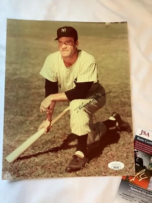 HANK BAUER SIGNED 8x10 BASEBALL NEW YORK YANKEES HOF JSA COA  RARE - Image 1 of 2