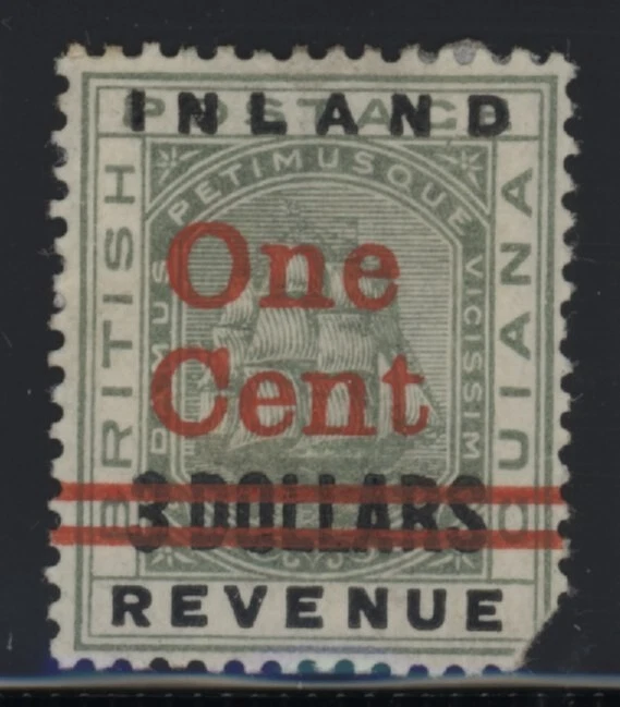British Guiana 1c on 3 dollar green OP stamp SG 209 mint - Image 1 of 1