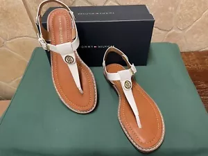 Tommy Hilfiger Women's Bennia Thong Sandals White Size 10 M - Picture 1 of 6