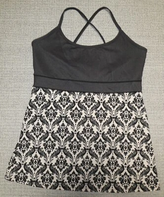 Soybu Denim/Blanco y Negro Estampado Entrecruzado Acolchado Sujetador Deportivo Top Talla L Foto 1 de 4