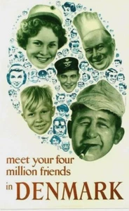 Póster original vintage CONOCE 4000000 AMIGOS EN DINAMARK 1955 - Imagen 1 de 1