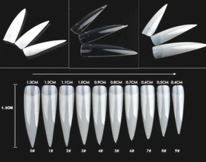 20 100 500 Extra Long 4.9cm Stiletto Point End Vamp False Nail Tips Fake Acrylic - Picture 1 of 3
