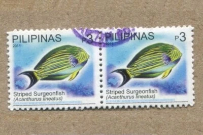 Lote de 2. PILIPINAS Filipinas Pez Cirujano Rayas p3 SELLOS Foto 1 de 2