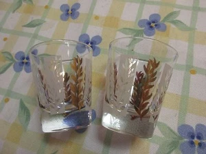 SET/2!! Vintage Culver Ltd Schnapsgläser mattiertes Blattmuster & Goldrand SCHÖN! - Bild 1 von 2