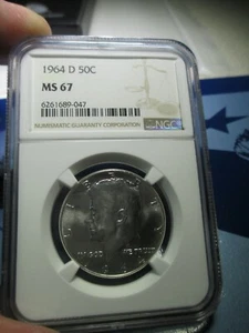 1964 D P NGC etiqueta de error medio dólar Kennedy como nuevo 67 - como nuevo moneda certificada por estado - Imagen 1 de 12