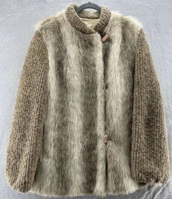 Chaqueta De Colección DEsprit Para Mujer Talla L Imitación Piel Imitación Cuero Polar Palanca Botones Beige Foto 1 de 4