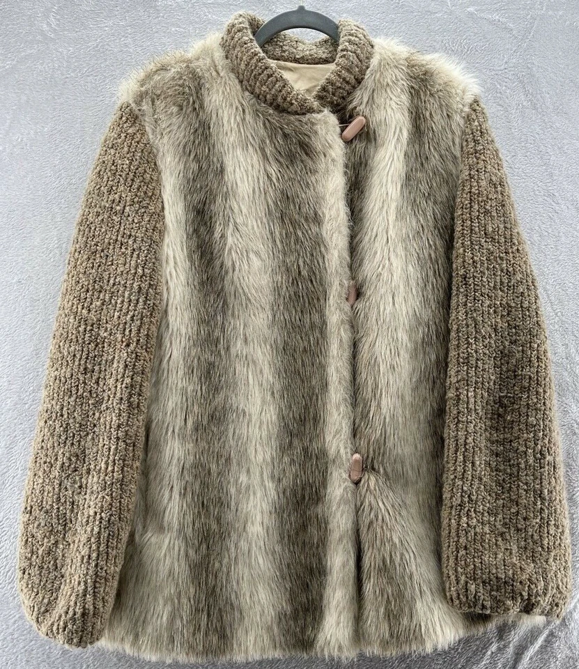 Chaqueta De Colección DEsprit Para Mujer Talla L Imitación Piel Imitación Cuero Polar Palanca Botones Beige Foto 1 de 4