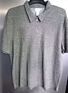 NEW CALVIN KLEIN Gray Short Sleeve Zipper Knit Polo Shirt Mens Size Large - Picture 1 of 2