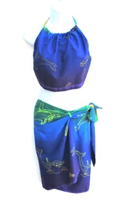Pareo RIMA 2 piezas playa/natación con corbata estampado de delfines talla única - Imagen 1 de 5