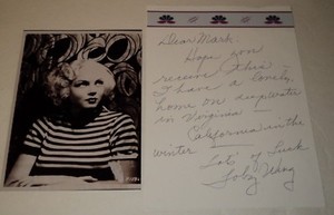 TOBY WING /  HANDWRITTEN  NOTE  WITH  5 x 7  PHOTO