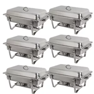 Nuovo 8 Quart Acciaio Inox Rettangolare Sfregamento Piatto Full Size Confezione da 6 - Foto 1 di 10