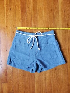 C&C California linen blend high rise blue shorts size S - Picture 1 of 5