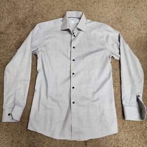 ETON Dress Shirt Mens 15.5/39 White Black Button Up Formal Slim Fit