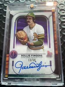 🔥#37/50 On Card AUTO 🔥Rollie Fingers SSP 2022 Topps Tribute PURPLE #TA-RF