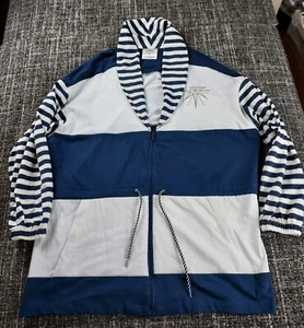 Vintage Speedo Mens Blue White Cover All Shirt Sailing Boating Zip Size Large - Picture 1 of 10