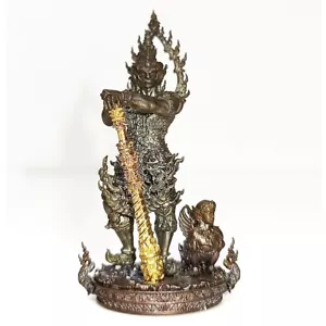 Thailändisches Amulett Thao Wessuwan Kuvera riesige Mini-Statue Nawa Loha Wat Bo BE2565 - Bild 1 von 20