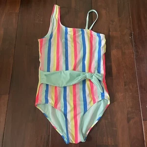 Justice One Piece Swimsuit Girls Size 18 Multicolor Stripes - Picture 1 of 7