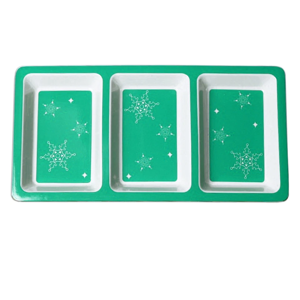 Bandeja de 3 secciones de vacaciones de copos de nieve 12 pulgadas plato para servir de melamina de Navidad Foto 1 de 1