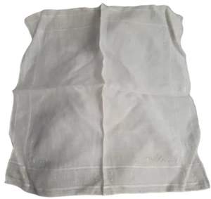 White Wedding Sheer Handkerchief 11in Square  Embroidery French Dots Vintage - Picture 1 of 4