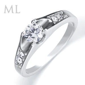 ANILLO DE COMPROMISO promesa de circonio de 0,50 quilates 5 piedras CZ chapado en oro blanco talla 5-9 - Imagen 1 de 7