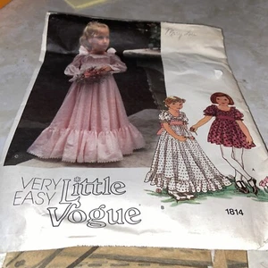 Vogue 1814 Dress Ruffled Cottagecore Pattern Size 4 Flower Girl Bridal Party - Picture 1 of 4