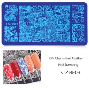 DIY Charm Bird Feather Stamping Plates Nail Art Stamp Templates Stainless Steel - Picture 1 of 1