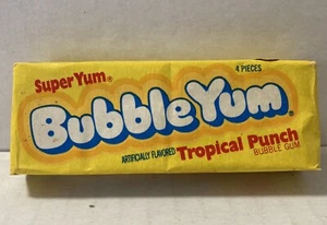 RARE Vintage 1986 Bubble Yum TROPICIAL PUNCH Bubble Gum 4 Piece NOS-Sealed - Picture 1 of 5