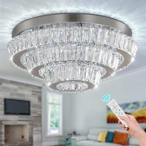16.5" Crystal Chandelier Modern Crystal Ceiling Light LED Chandelier for Bedroom - Picture 1 of 35