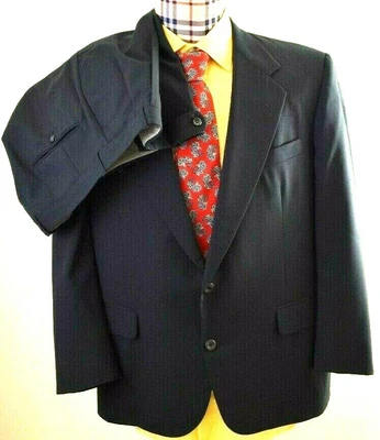 H. FREEMAN & SON Mens Blue Presidential Wool Stripe Superb Suit 44R - Image 1 of 4