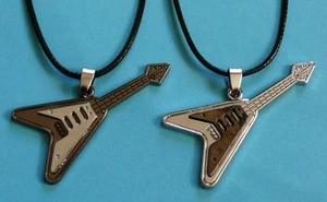 Cadena Amistad 2x Guitarra Colgante Amuleto Rocker Pop Star Instrumento Musical - Imagen 1 de 1