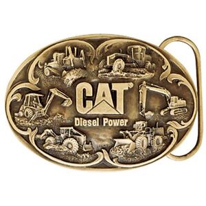 Caterpillar CAT Equipment Diesel Power Brass Finish Mens Novelty Belt Buckle