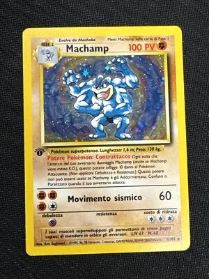 Italian Machamp 8/102 1st Edition Base Set Pokemon Holo Foil LP - Image 1 of 2