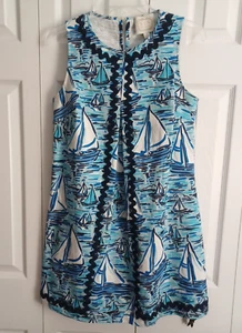 Sail To Sable Boot Print ärmellos klassisch Tunika Tank V-Ausschnitt Kleid Größe Small - Bild 1 von 7