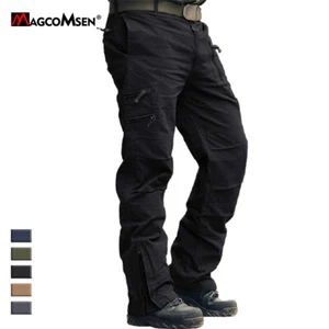 Men's Cargo Pants Cotton Mutil-Pockets Outdoor Camping Hiking Ripstop Work Pants - Picture 1 of 42