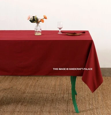 Rectangular Wine Solid Cotton Tablecloth Wedding Party Decor Table Cloth Cover - Image 1 of 4