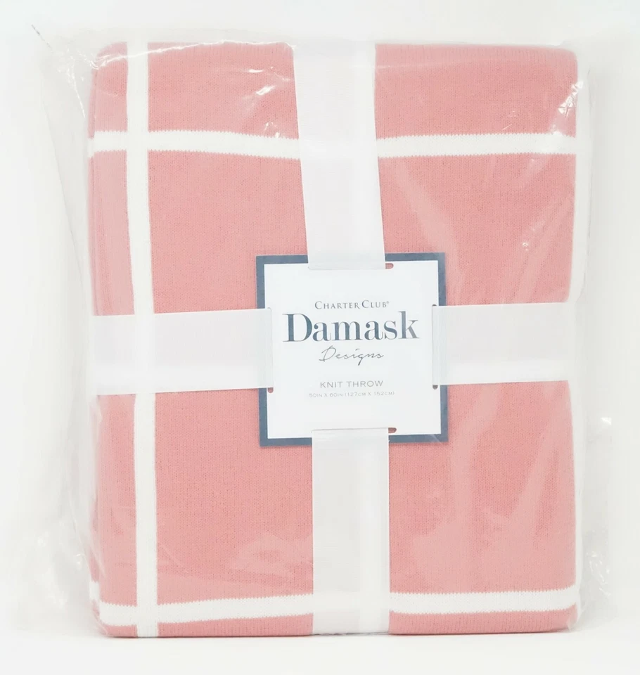 Charter Club Damask Reversible Windowpane 50" x 60" Cotton Blend Throw Blanket - Image 1 of 3