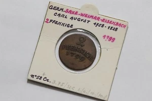 🧭 🇩🇪 GERMANY SAXE WEIMAR 2 PFENNIG 1799 B66 #310 - Imagen 1 de 3