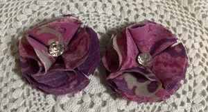 Beautiful Fuschia Pink Purple Flower Shoe Clips Womens Removable Fabric 2.2”Diam - Picture 1 of 3