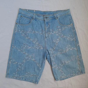 Dada Supreme Mens Vintage Baggy Denim Shorts Size 40 Embroidered Hip Hop 90s Y2K - Picture 1 of 18