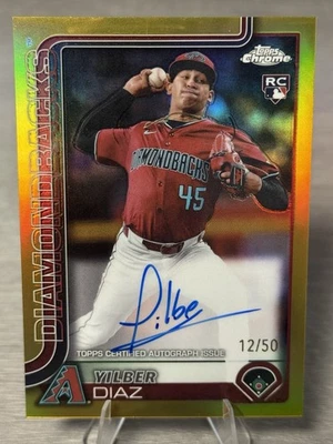 🔥⚾️YILBER DIAZ 2025 Topps Chrome Gold Refractor Auto RC /50 #DIAMONDBACKS!⚾️🔥 - Image 1 of 4
