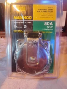 Marinco 6371EL, Stainless Steel 3-Wire Locking Power Inlet, 50A, 125V. NEW - Picture 1 of 5