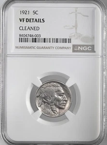 1921-P  5C BUFFALO NICKEL  NGC VF DETAILS "CLEANED"  #8404748-003 - Picture 1 of 4