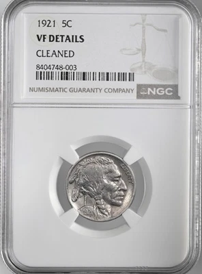 1921-P  5C BUFFALO NICKEL  NGC VF DETAILS "CLEANED"  #8404748-003 - Image 1 of 4