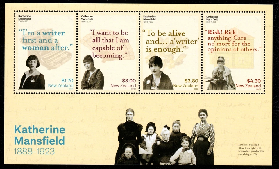 Hoja miniatura Nueva Zelanda 2023 Katherine Mansfield como nueva MNH Foto 1 de 1