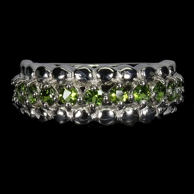 925 Sterling Silver Ring Round Chrome Diopside 2.5mm Gemstone Jewelry Size 8 - Image 1 of 4