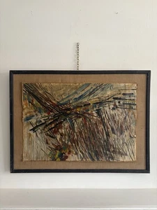 A 20thC Continental Abstract Expressionist Oil on Paper applied to Canvas 77cm - Picture 1 of 17