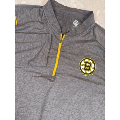 Camisa pulóver manga larga NHL Boston Bruins 1/4 cremallera para hombre 3XL gris amarillo Foto 1 de 4